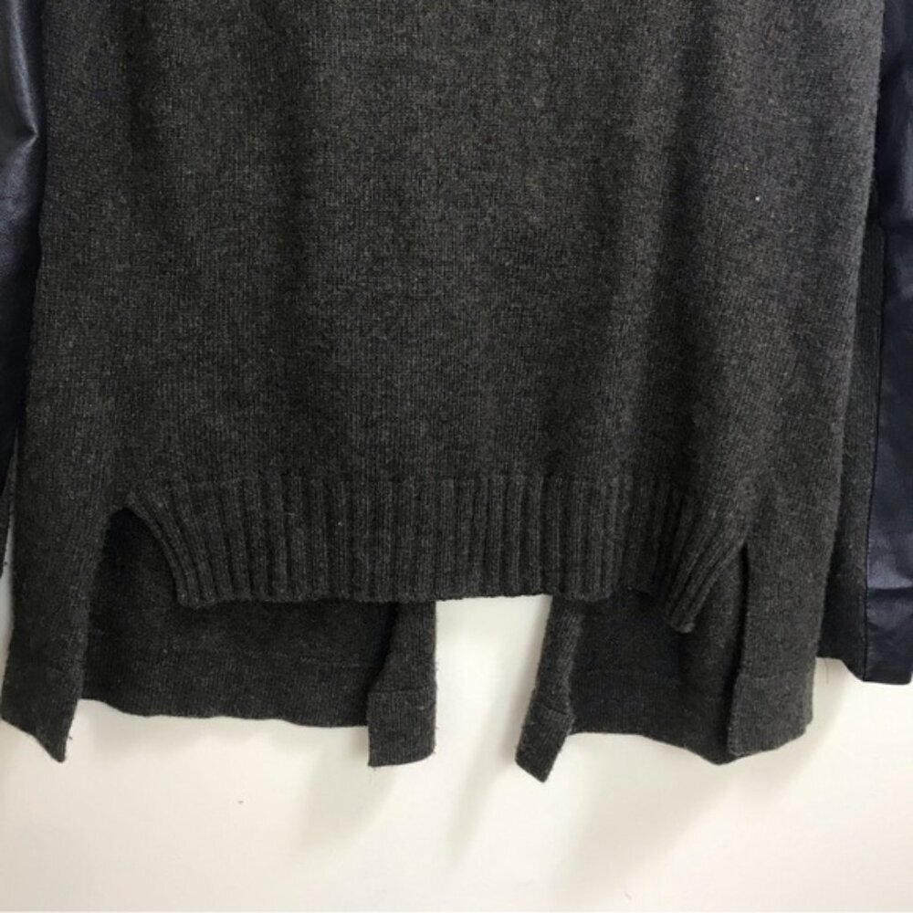 Danier Open Front Cardigan Sweater Leather Sleeves Slits Cashmere Wool Blend Top - Picture 4 of 13